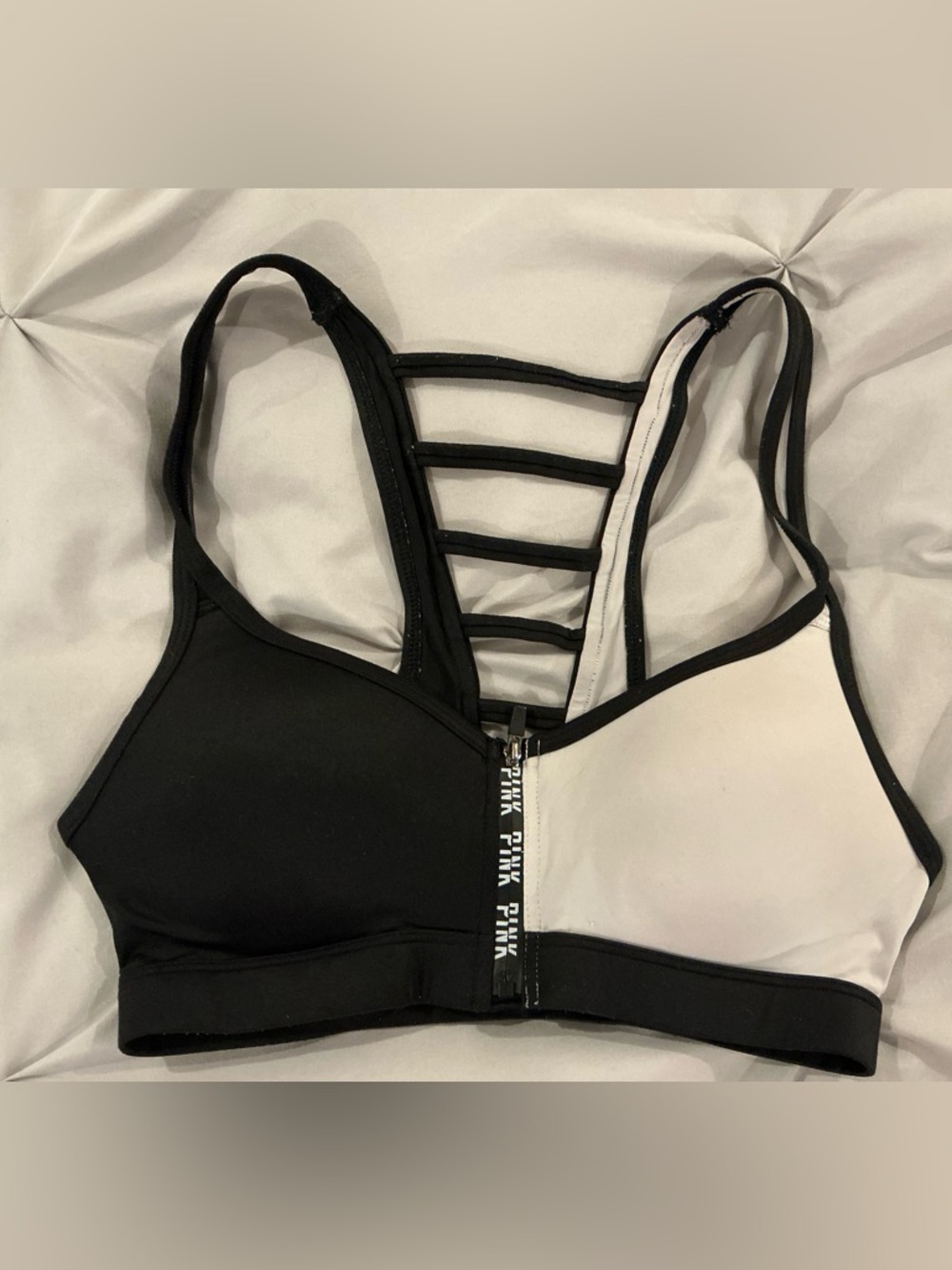 Women’s PINK Victoria's Secret Front Zip Strappy Sports Bra - Size XS